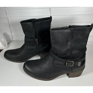 UGG 1010204 Lorraine Waterproof Shearling Snow Black Leather Boots Size 9